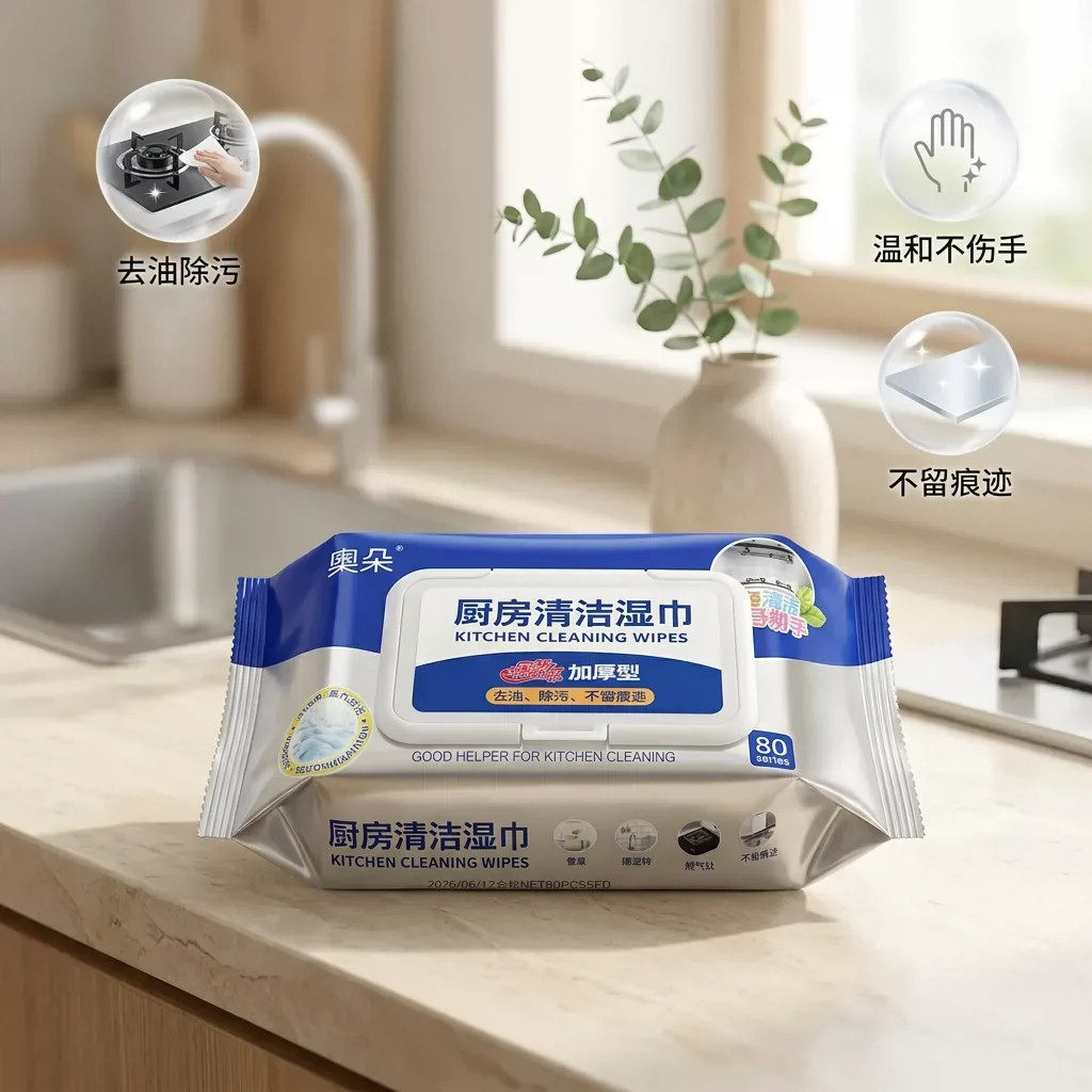 家用厨房擦油纸去油污湿巾油烟专用清洁抹布厨房一次性清洁湿纸