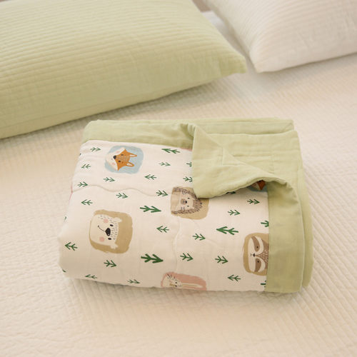 在耳边柔软全棉双层纱棉花夏被空调被卡通可爱儿童纯棉薄被夏凉被