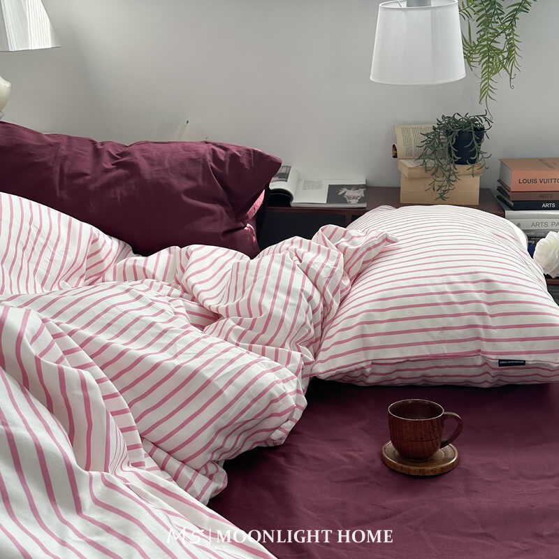 硬糖莓莓粉色少女纯棉床上四件套全棉床单被套被单床笠床品三件套