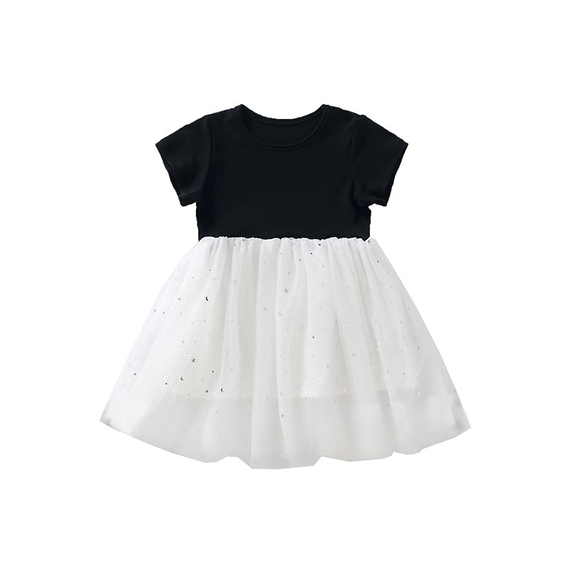 2024夏季新款宝宝网纱裙女小童洋气连衣裙婴儿时髦拼接蓬蓬小裙子