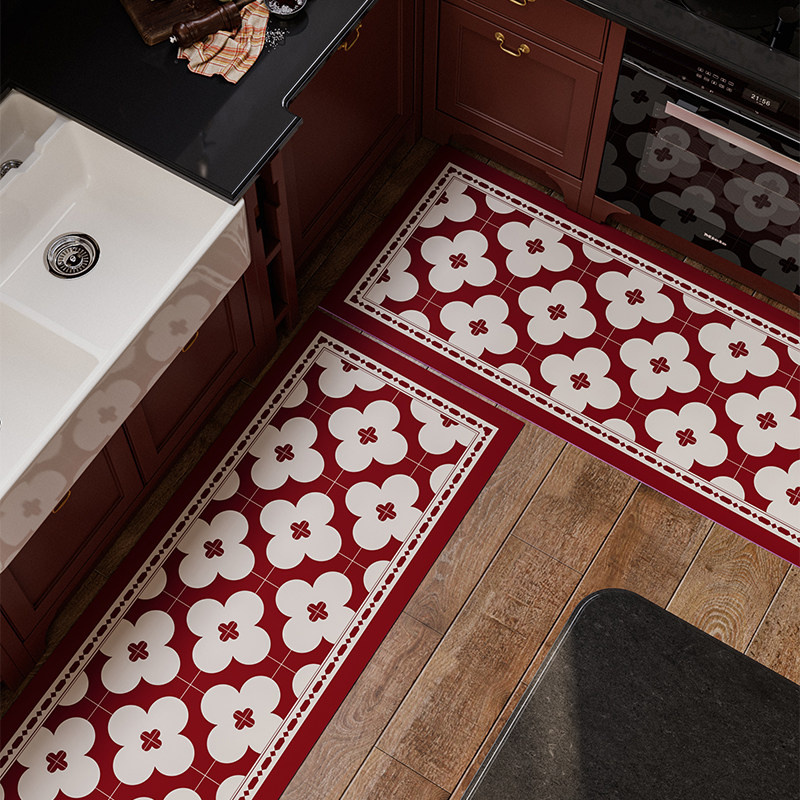 芭娅复古花厨房矽藻泥吸水地垫防滑防油可擦家用脚垫耐脏皮革地毯,居家布艺,厨房地垫,淘宝优惠券,粉丝福利购,淘宝优惠卷