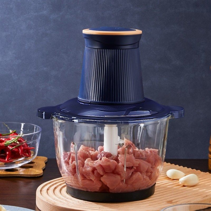新款绞肉机蓝色玻璃家用2L大容量多功能 料理机,厨房电器,绞肉/碎肉/绞菜机/佐料机,淘宝优惠券,粉丝福利购,淘宝优惠卷