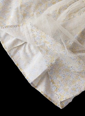 2024夏季新款女童短袖连衣裙纱裙黄色拼接碎花TTOM232552B