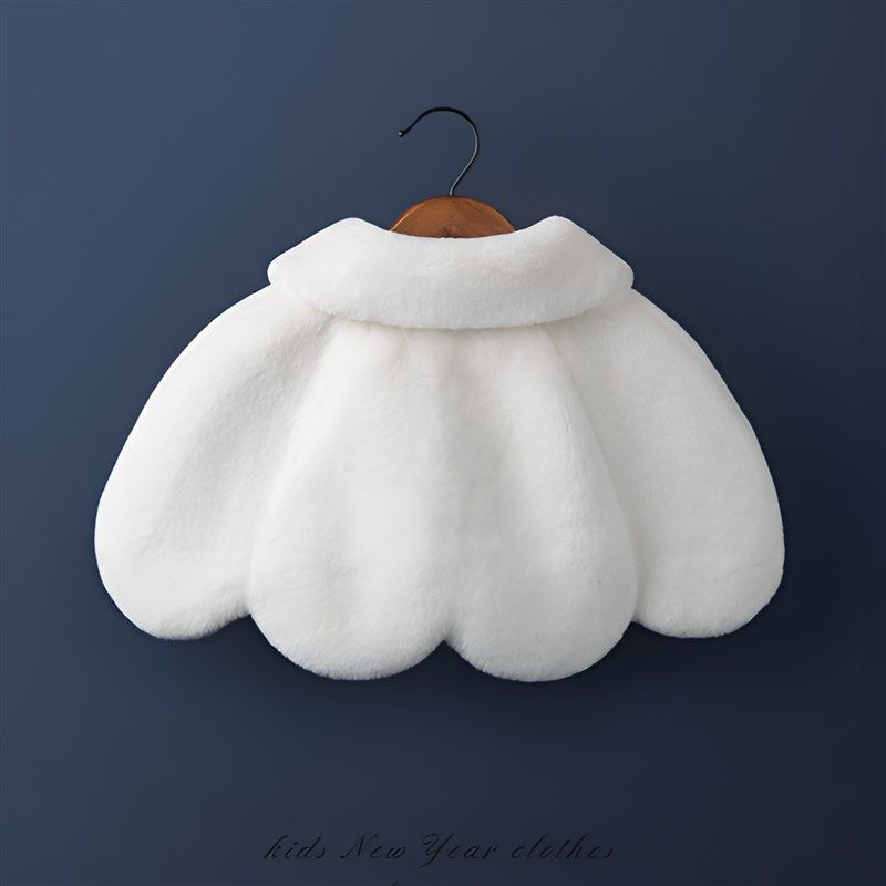 儿童斗篷外套冬季环保皮草披肩女宝宝毛毛绒披风公主洋气保暖礼服