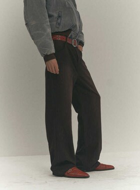 4Tra 24AW 铁锈条纹西裤 宽松做旧西装长裤