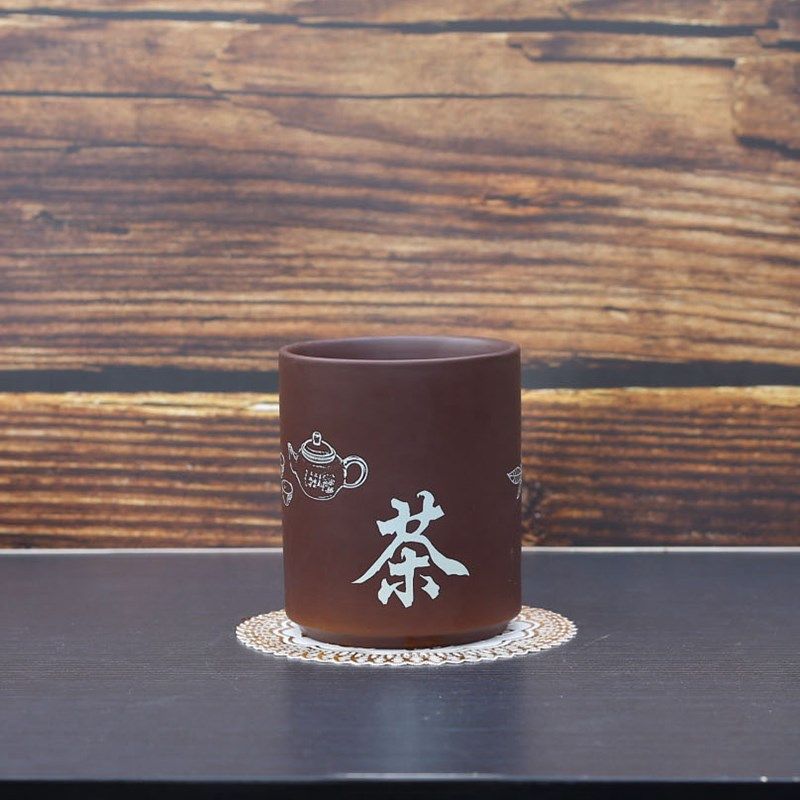 中式紫砂笔筒陶瓷大号文具办公桌面家用笔篓子收纳礼品可定制logo,文具电教/文化用品/商务用品,笔筒,淘宝优惠券,粉丝福利购,淘宝优惠卷