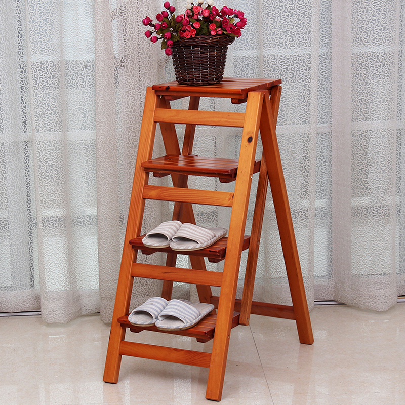 实木多功能梯子家用折叠梯加厚室内登高梯子免安装加高四步人字梯