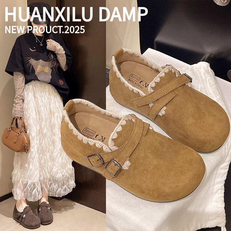 厚底内增高超火一脚蹬勃肯鞋女秋季外穿2025新款休闲全包勃肯单鞋