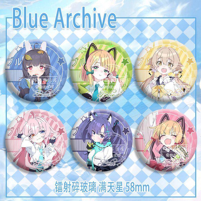 碧蓝档案日富美小鸟小桃镭射吧唧学生礼物背包精美谷子马口铁徽章