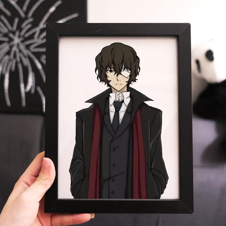 文豪野犬周边相框摆件太宰治黑白照片成品摆台二次元立牌漫展装饰