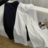 子女春秋2025年新款 韩版 时尚 纯棉牛仔裤 宽松高腰垂感直筒长裤 子