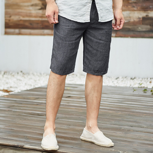 薄款 亚麻五分裤 男休闲宽松棉麻裤 男士 中裤 夏季 子男5分沙滩裤 短裤