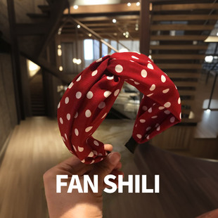 红色波点发箍打结布艺圆点头箍复古优雅压发发卡发捆发窟发苦头饰