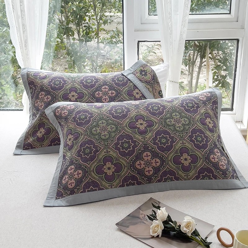 枕巾2023新款纯棉纱布枕巾枕头垫防头油全棉单人一对装防螨抗菌