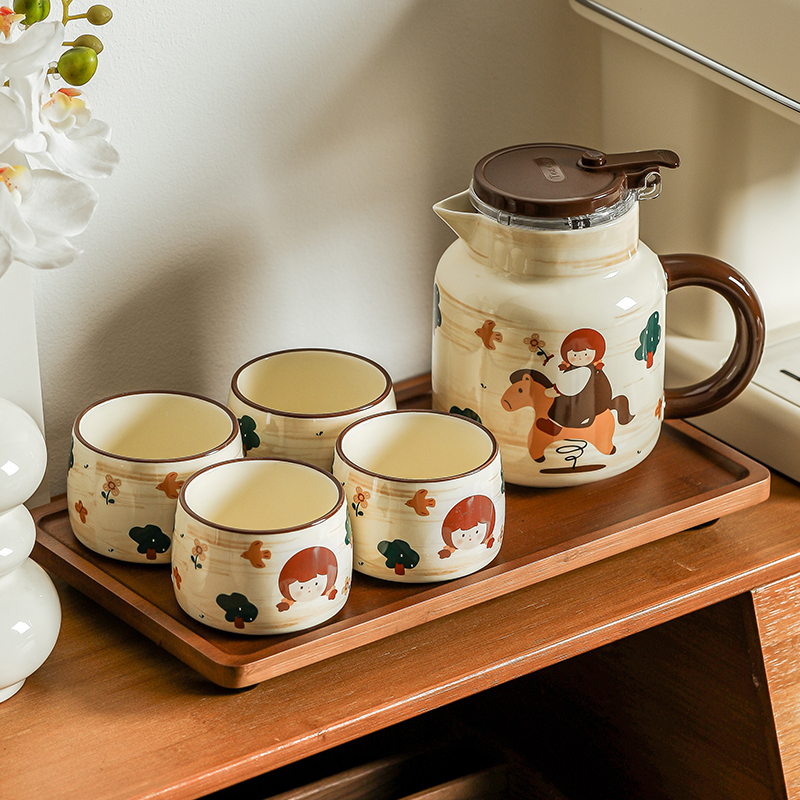 花草水果茶壶蒸茶茶壶煮茶壶泡茶壶耐高温陶瓷咖啡壶家用茶壶套装