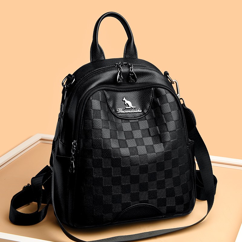 时尚真皮双肩包女2025新款高档软皮牛皮背包休闲百搭大容量旅游包