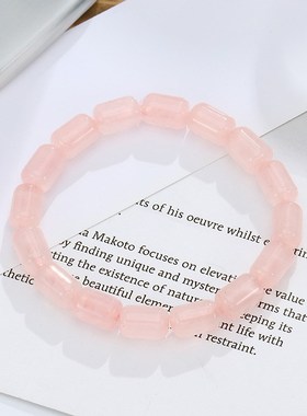 经典水晶手链粉晶桶珠手串女款小众轻奢保色电镀粉晶手链现货