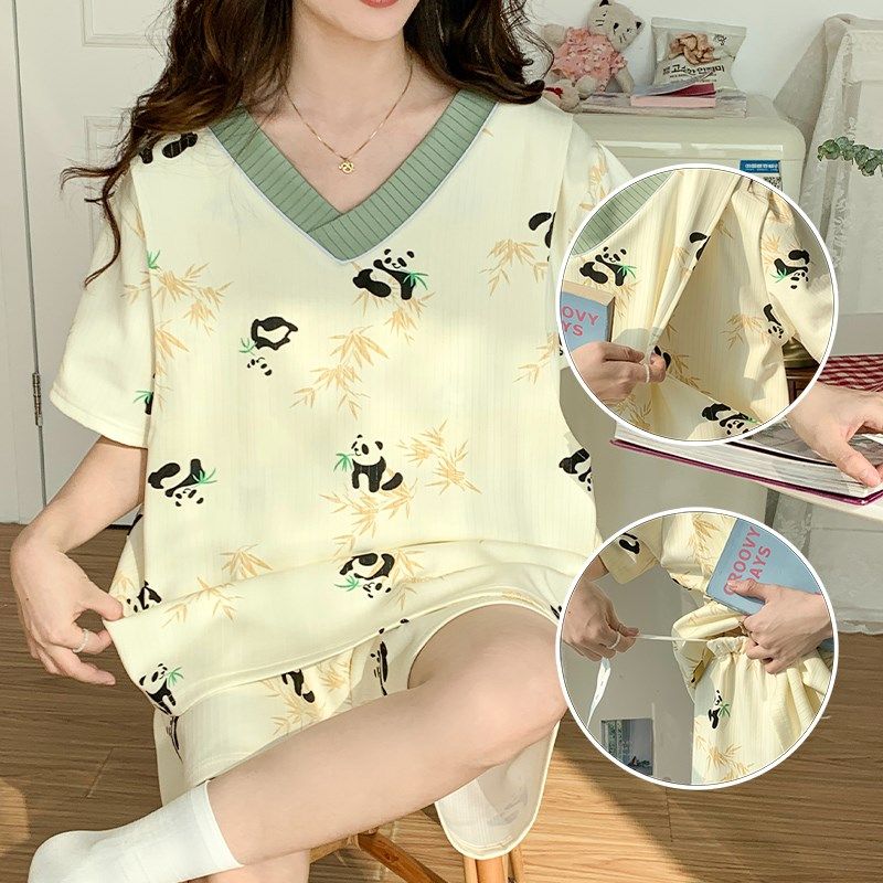 夏季新款超大码宽松孕妇月子服薄款短袖喂奶套装住院待产哺乳睡衣,孕妇装/孕产妇用品/营养,家居服套装,淘宝优惠券,粉丝福利购,淘宝优惠卷