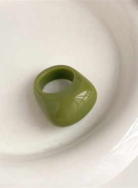 时尚时髦亚克力戒指,几何树脂亚克力戒指 复古绿黑色树脂戒指