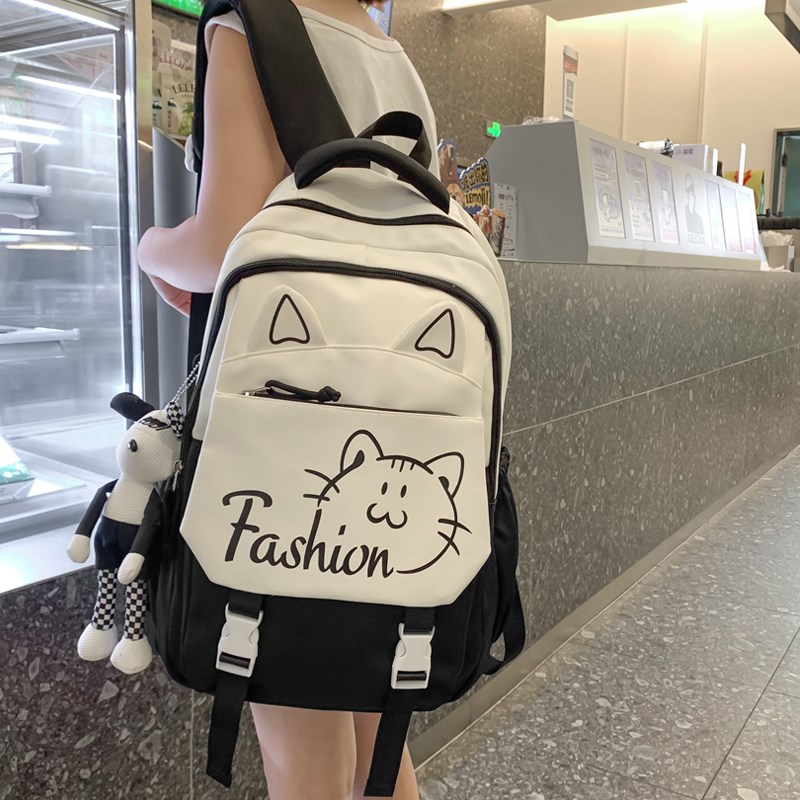 书包女韩版可爱猫咪小学生36年级背包初中生高中生大容量双肩包