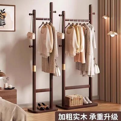 实木衣帽架落地挂衣架卧室家用新中式秋冬主卧不占地室内搭衣架子