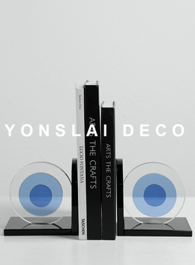 现代艺术水晶蓝眼睛书档摆件样板间家居创意桌面书靠书架装饰品