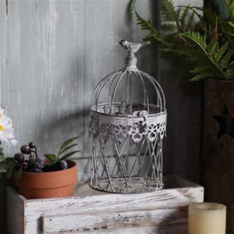 百亩家复古做旧铁艺小号迷你鸟笼花器花园杂货烛台桌面小摆件造景