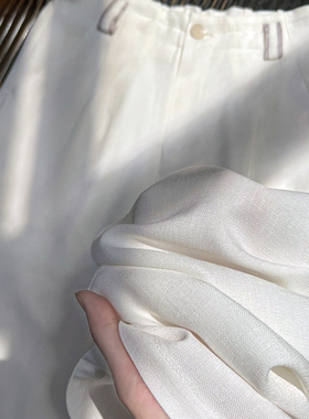 白色轻奢醋酸麻阔腿裤女夏薄款冰丝通勤休闲透气西装宽松凉凉长裤