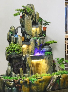 大型假山喷泉流水摆件室内阳台鱼池造景落地中式叠水W瀑布庭院客