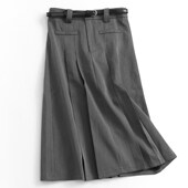 2023新款 C033学院风灰色西装 半身裙女秋季 洋气高腰百褶A字长裙子