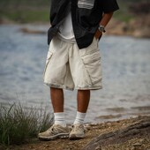 大口袋短裤 男士 男款 JUP山系工装 日系宽松裤 子休闲五分裤 直筒中裤