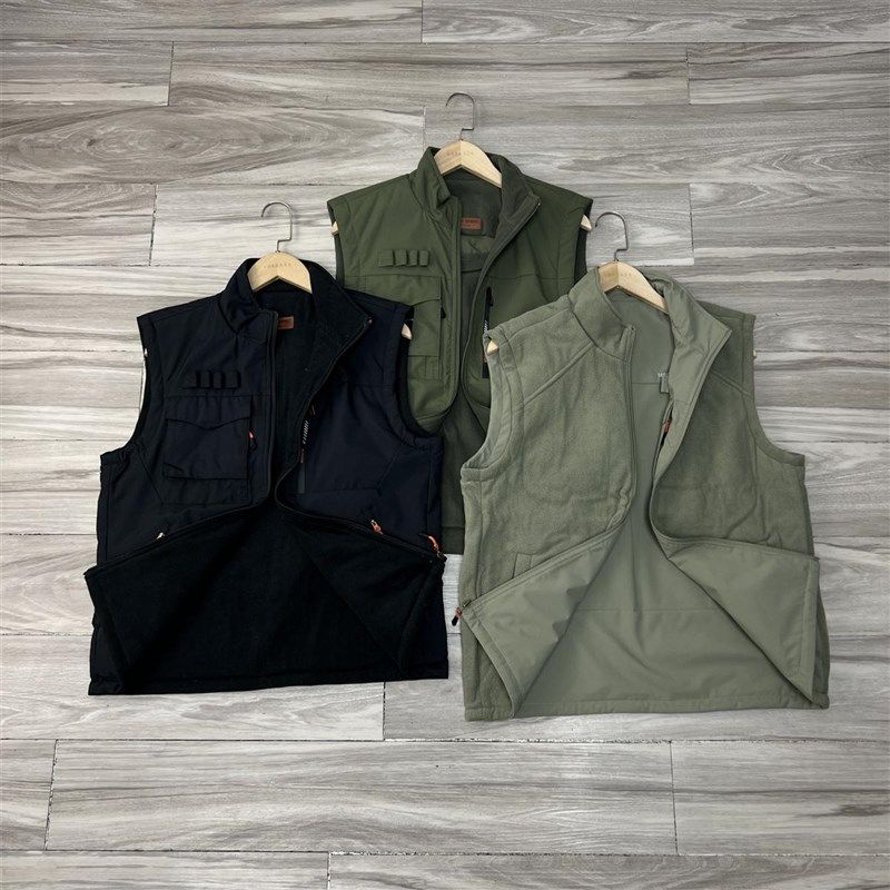 外贸订单!秋冬新款男士加绒夹棉防风立领保暖背心拼色运动马甲潮