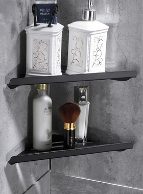 免打孔黑色三角板k浴室角架304不锈F钢卫生间三角板篮置物架壁挂