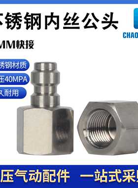 不锈钢8mm快接内丝公头高压打气筒30mpa充气接头软管连接母头