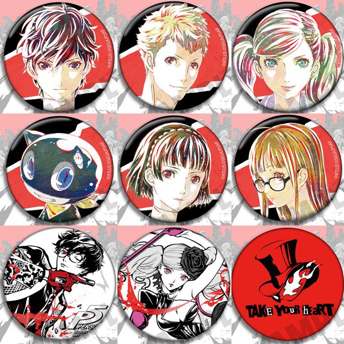 女神异闻录P5游戏镜子徽胸章雨宫莲摩尔加纳高卷杏新岛真双叶挂件