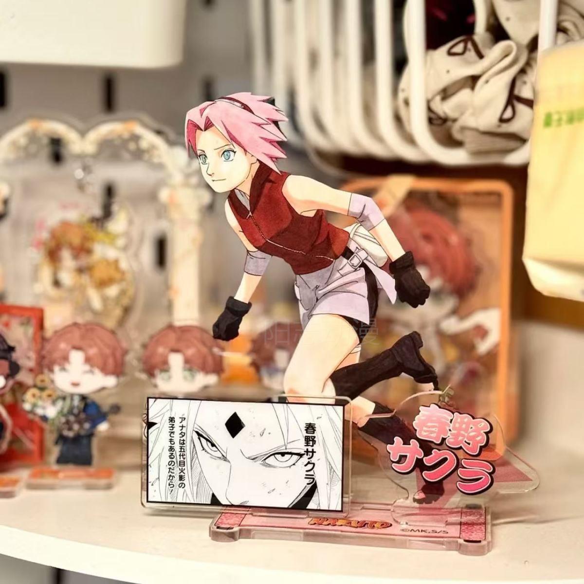 火影忍者周边自制摆件亚牌克力立牌礼物春野樱双插立桌面装饰