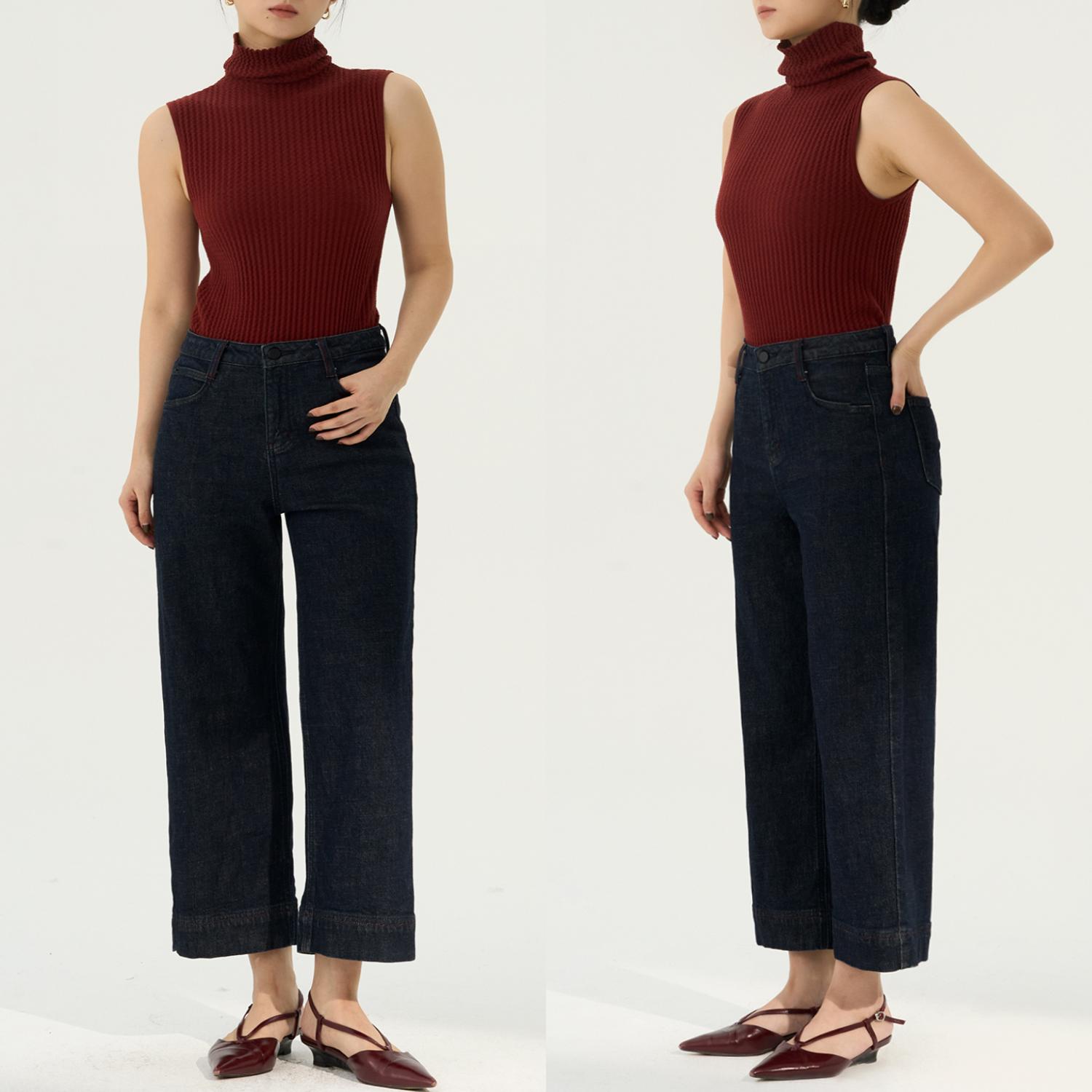 张小某秋季新品梨形遮胯显瘦 宽边加绒法棍牛仔裤（1AW10N0726）