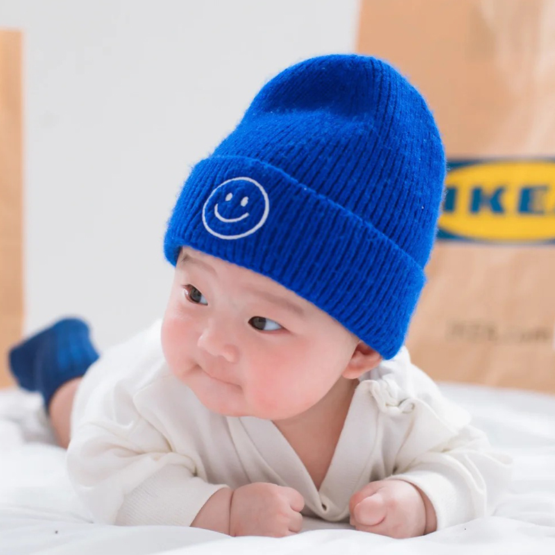 婴儿春秋冬保暖帽子笑脸瓜皮帽