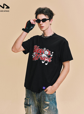 【D.N.A&音乐节】dudu印花短袖T恤25年夏情侣时尚圆领宽松打底衫