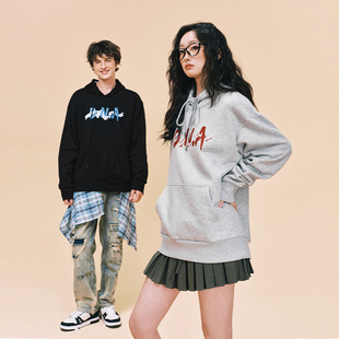 【DNA官方】连帽卫衣25年秋冬美式复古学院风字母印花宽松上衣女
