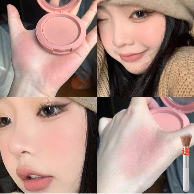 正品低饱和消钟腮红~嫩妹色腮红盘蜜桃橘哑光3同款ce腮红2025新款