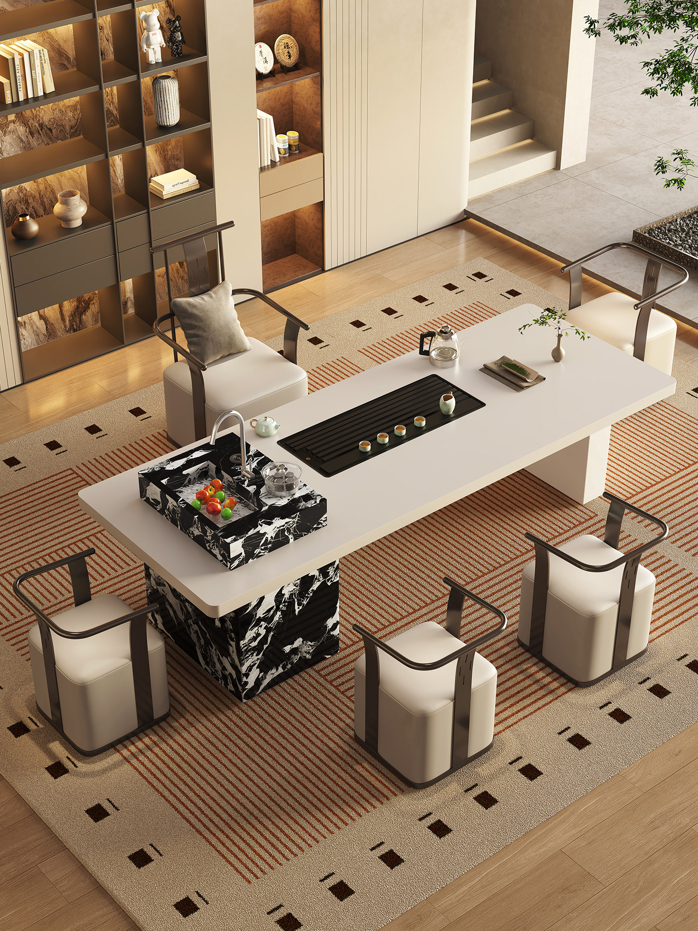 岩板茶桌椅组合阳台客厅家用轻奢茶台大板泡茶桌别墅办公室茶几,住宅家具,家用茶台/茶桌,淘宝优惠券,粉丝福利购,淘宝优惠卷