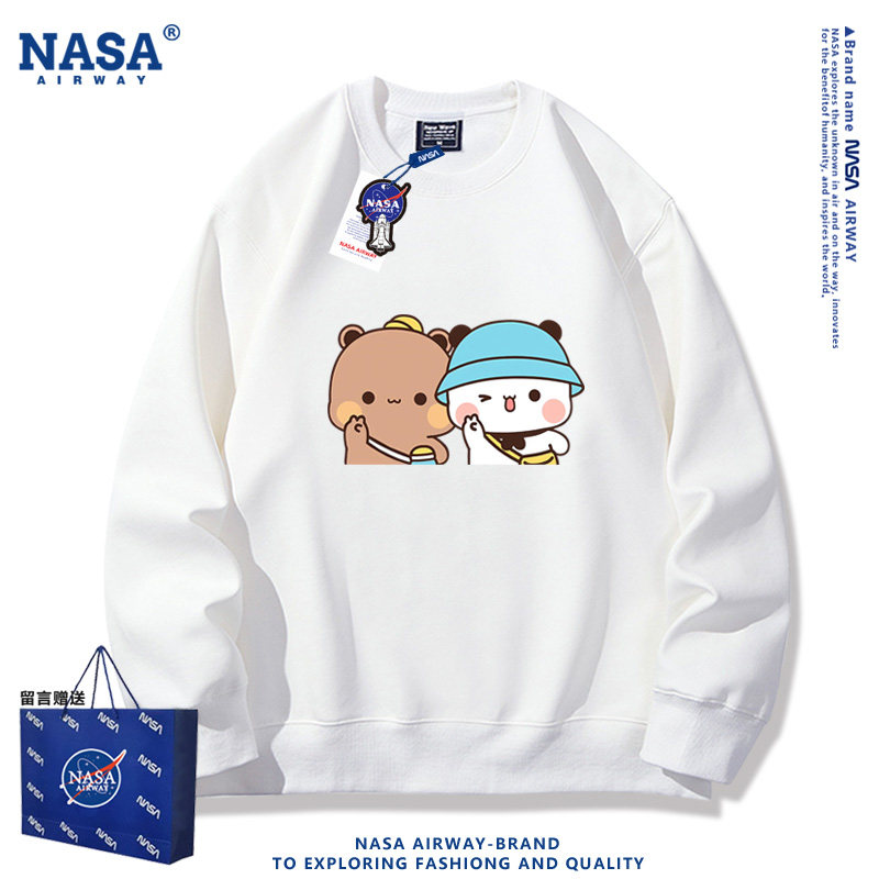 NASA AW一二布布周边卡通图案男女情侣圆领卫衣春秋薄款长袖上衣