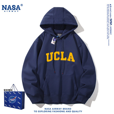 NASA联名ucla美国加州大学篮球运动连帽卫衣男女秋冬加绒上衣新款