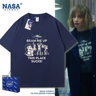 AW电影怪奇物语第五季 半袖 罗宾同款 T恤夏季 上衣服潮 纯棉短袖 NASA