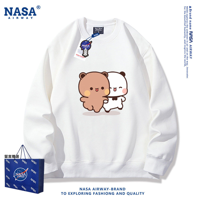 NASA联名布布一二卡通可爱情侣图案男女情侣圆领卫衣套头上衣春秋