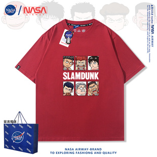 NASA潮牌灌篮高手日系动漫短袖t恤夏季纯棉半截袖男女亲子装上衣