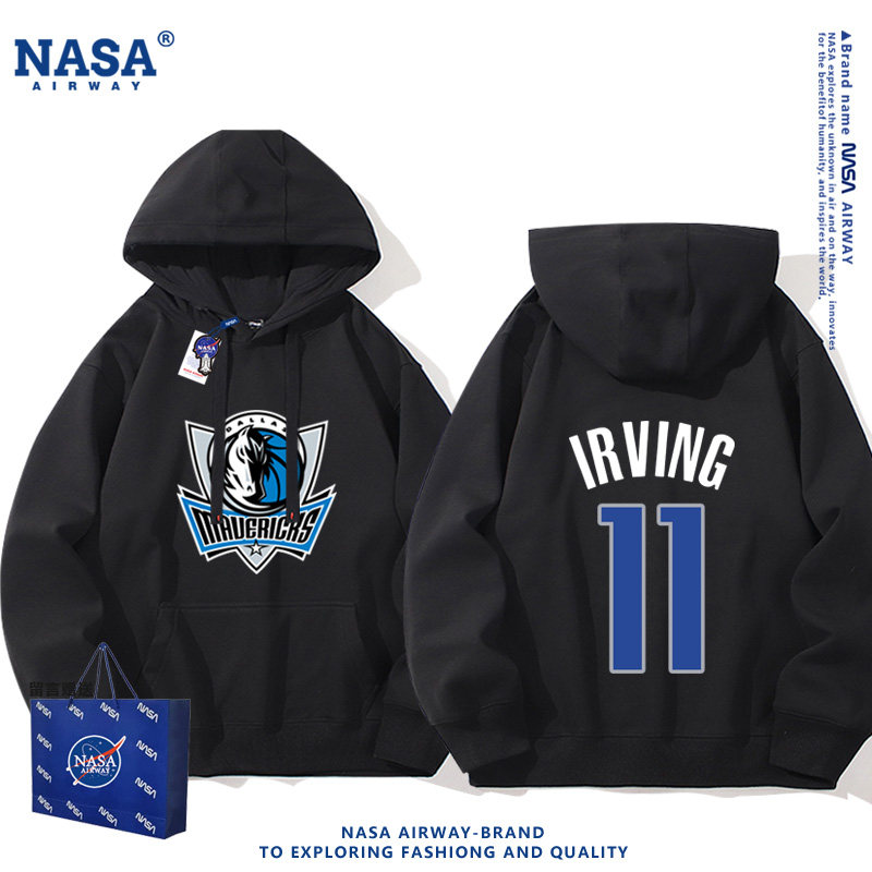 NASA AW达拉斯欧文卫衣11号美式篮球连帽卫衣男女秋冬薄款上衣服