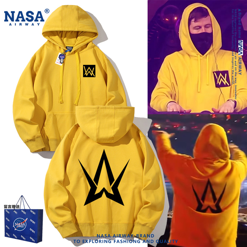 NASA联名百大DJ艾伦沃克周边秋冬百搭连帽卫衣男女宽松上衣服新款