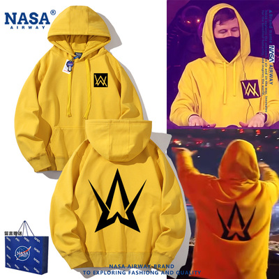NASA联名百大DJ艾伦沃克周边春秋百搭连帽卫衣男女宽松上衣服新款